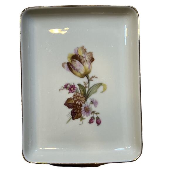 Danmark Porcelain Other - Vintage Hand Painted Danmark Porcelain Tray Floral Cottage Jewelry Trinket Soap